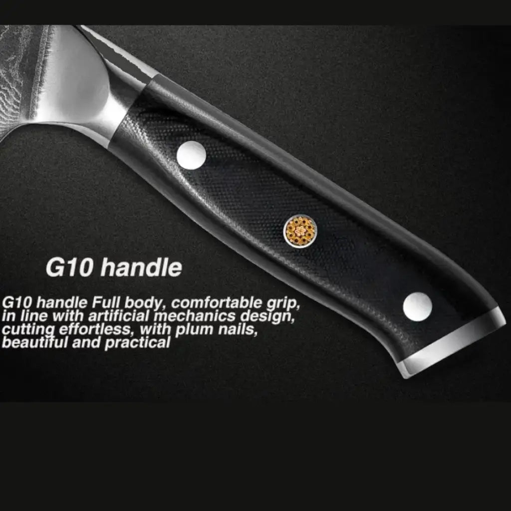3 Piece Damascus Steel Knife Set (Executive Series) has G10 handles .