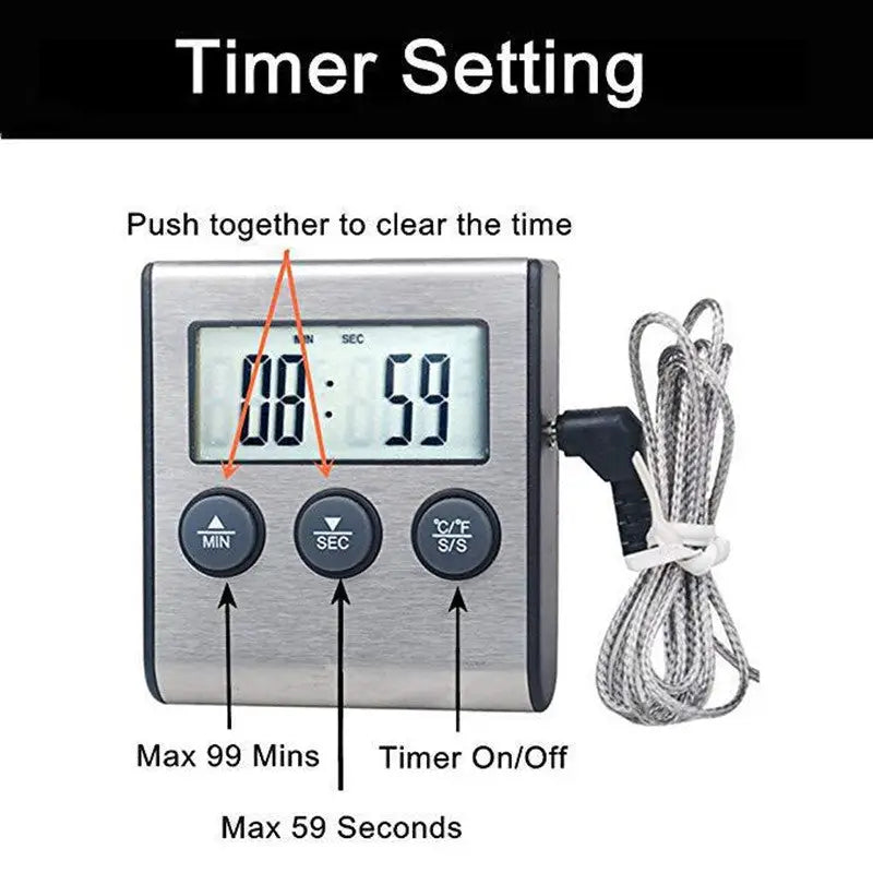 Kitchen Food Thermometer Electronic Timer Probe Meat