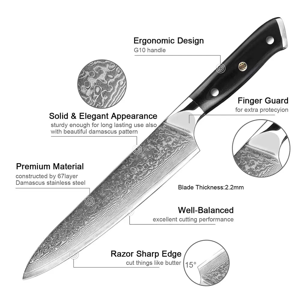 3 Piece Damascus Steel Knife Set (Executive Series) - design