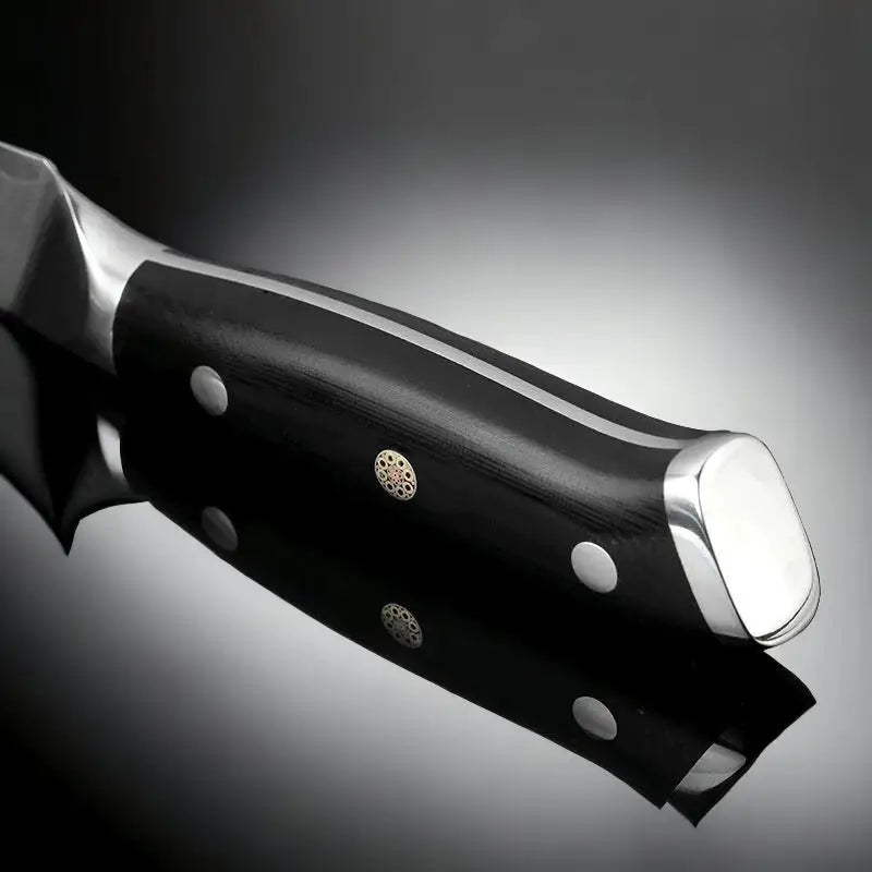3 Piece Damascus Steel Knife Set (Executive Series) with a G10 poly resin handle.