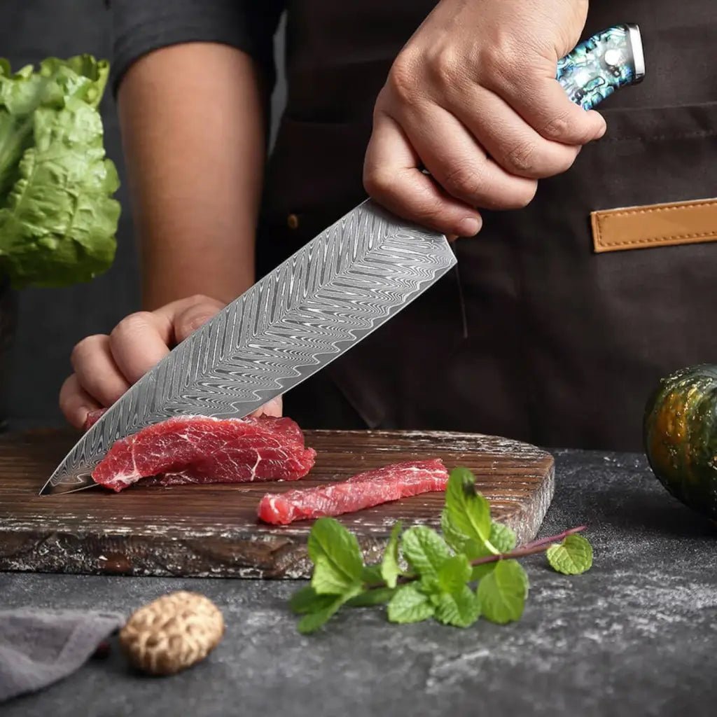 3 Piece Premium Damascus Steel Knife Set (Abalone Series) -