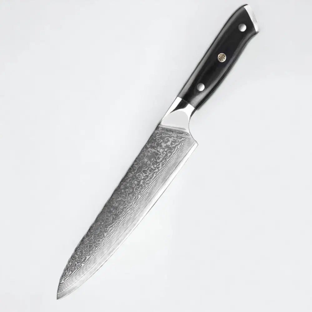 5 Piece Damascus Steel Knife Set with vg10 sharp steel and G10 poly-resin handles. chef knife