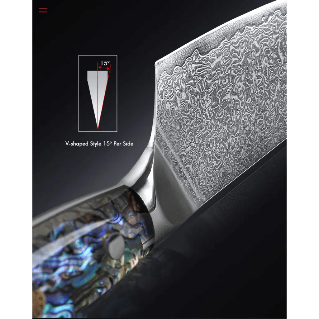 5 Piece Damascus Steel Knife Set with Resin Handle (Abalone