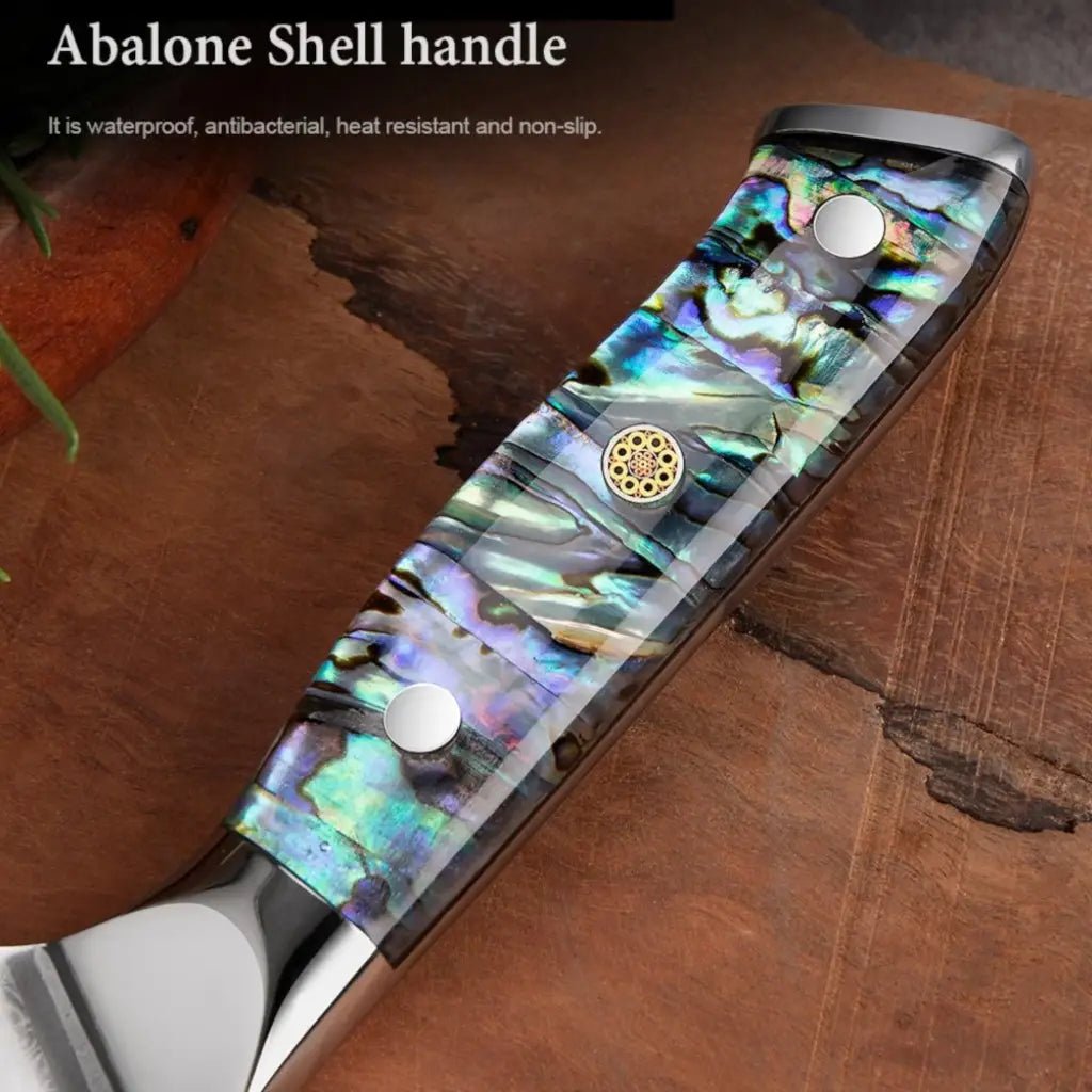 5 Piece Damascus Steel Knife Set with Resin Handle (Abalone
