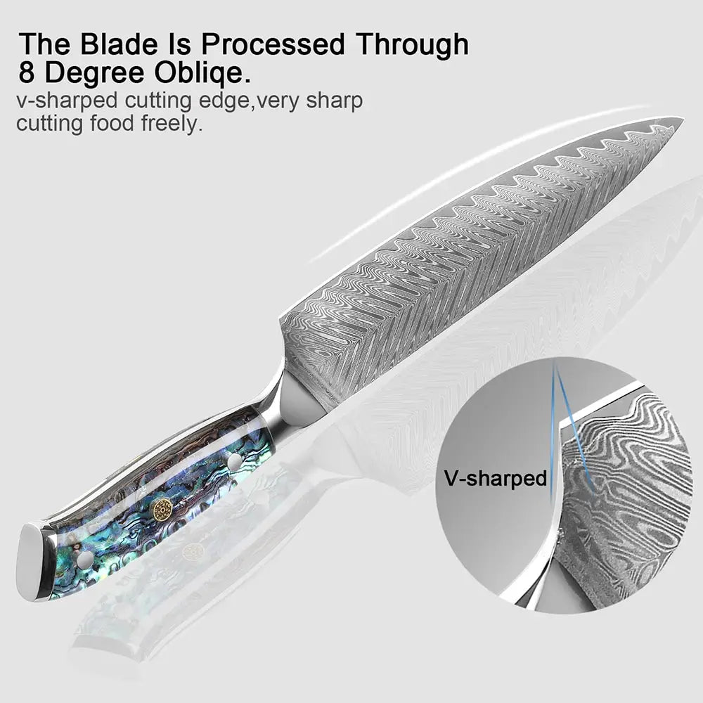 5 Piece Damascus Steel Knife Set with Resin Handle (Abalone