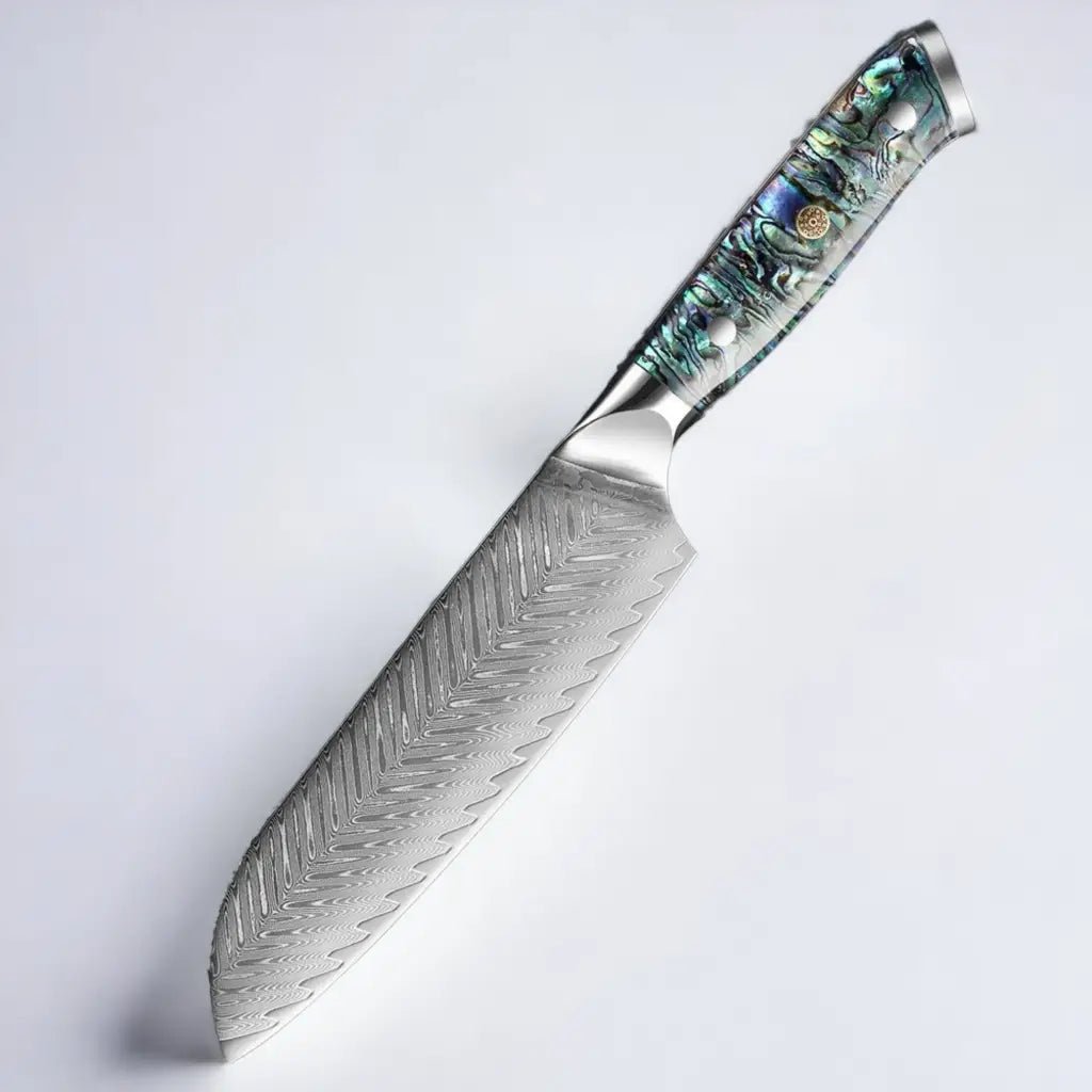 5 Piece Damascus Steel Knife Set with Resin Handle (Abalone
