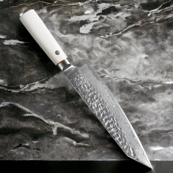 8 Inch Bone White Damascus Steel Kiritsuke Knife - Kiritsuke