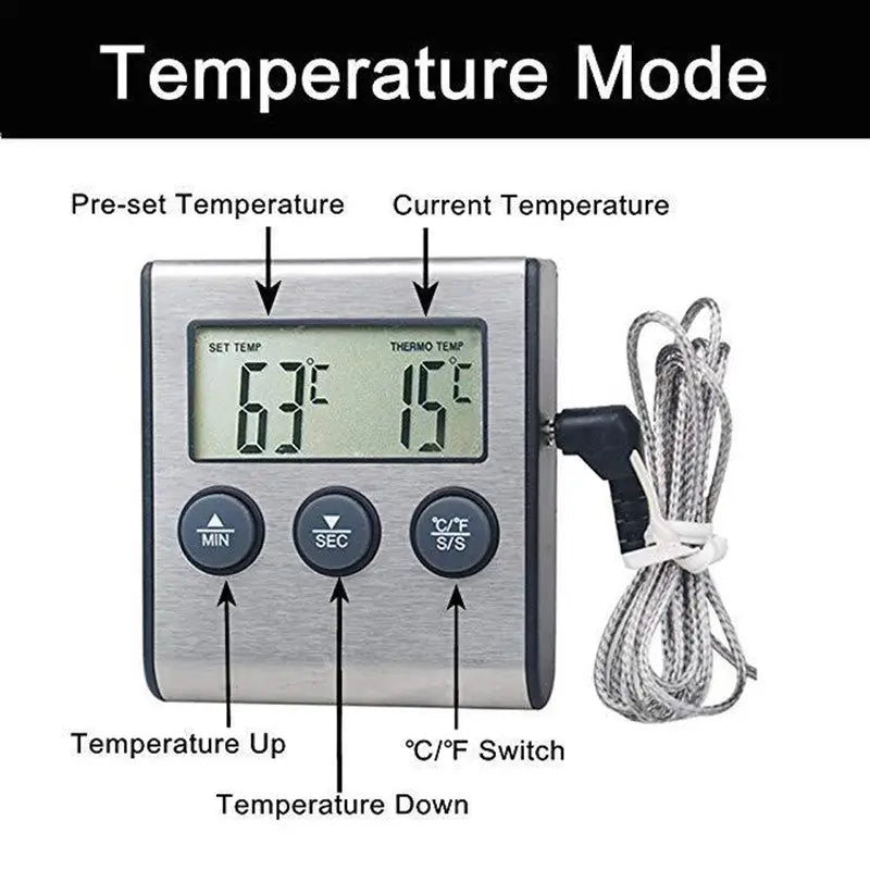 Kitchen Food Thermometer Electronic Timer Probe Meat