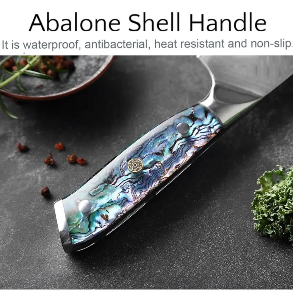 3 Piece Premium Damascus Steel Knife Set (Abalone Series) -
