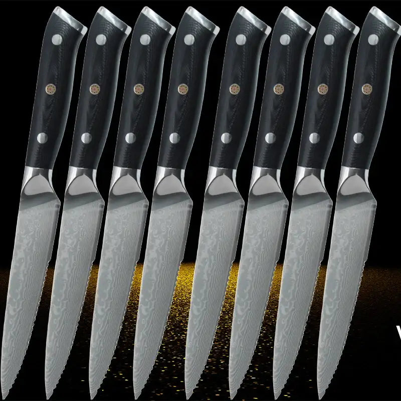 Damascus Stainless Steel Steak Knife Set Ultra-sharp