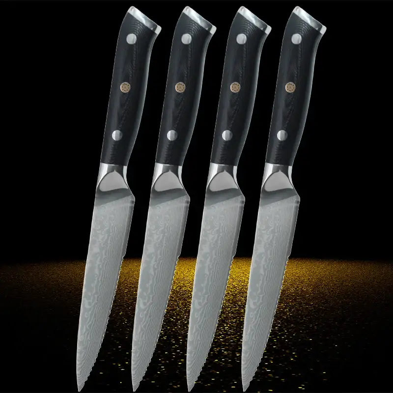 Damascus Stainless Steel Steak Knife Set Ultra-sharp
