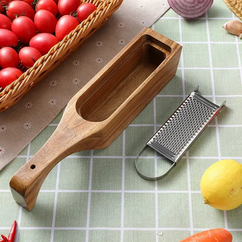Cheese Grater with Wooden Handle &Container Cheese - cheese