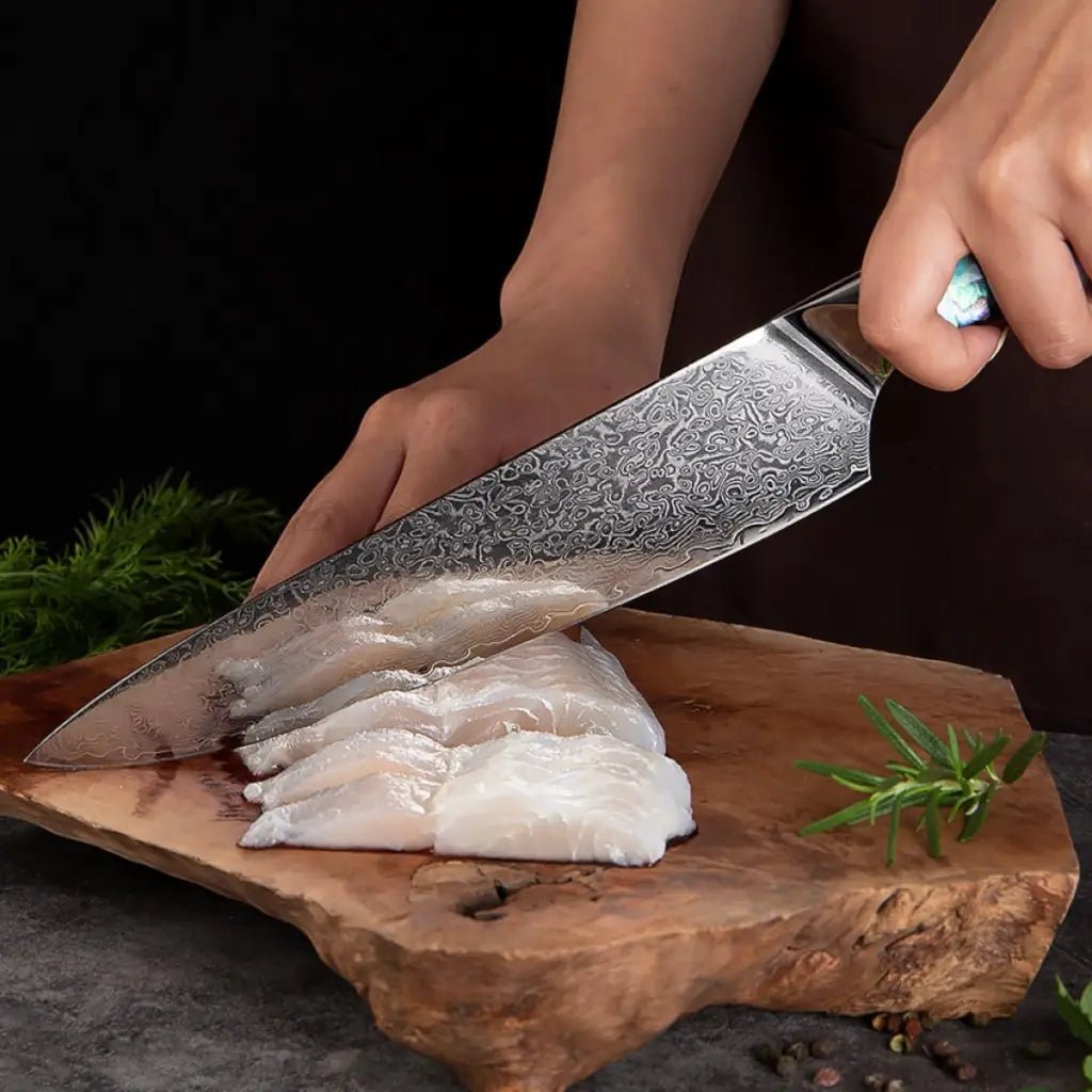 3 Piece Premium Damascus Steel Knife Set (Abalone Series) -