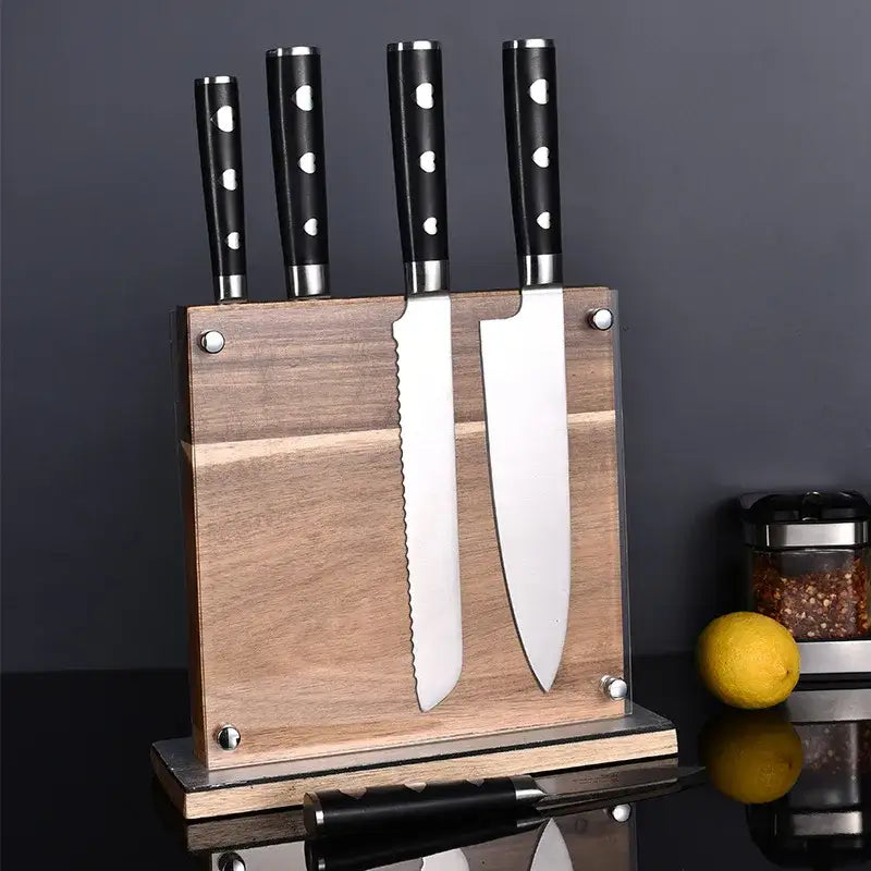 Magnetic Knife Block With Acrylic Shield Double Side Knife