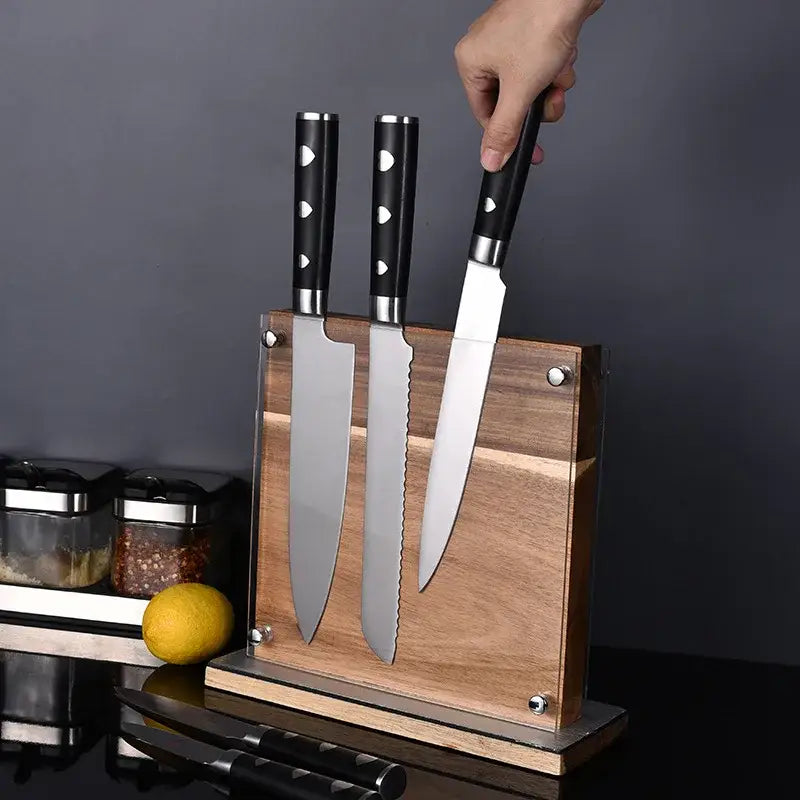 Magnetic Knife Block With Acrylic Shield Double Side Knife