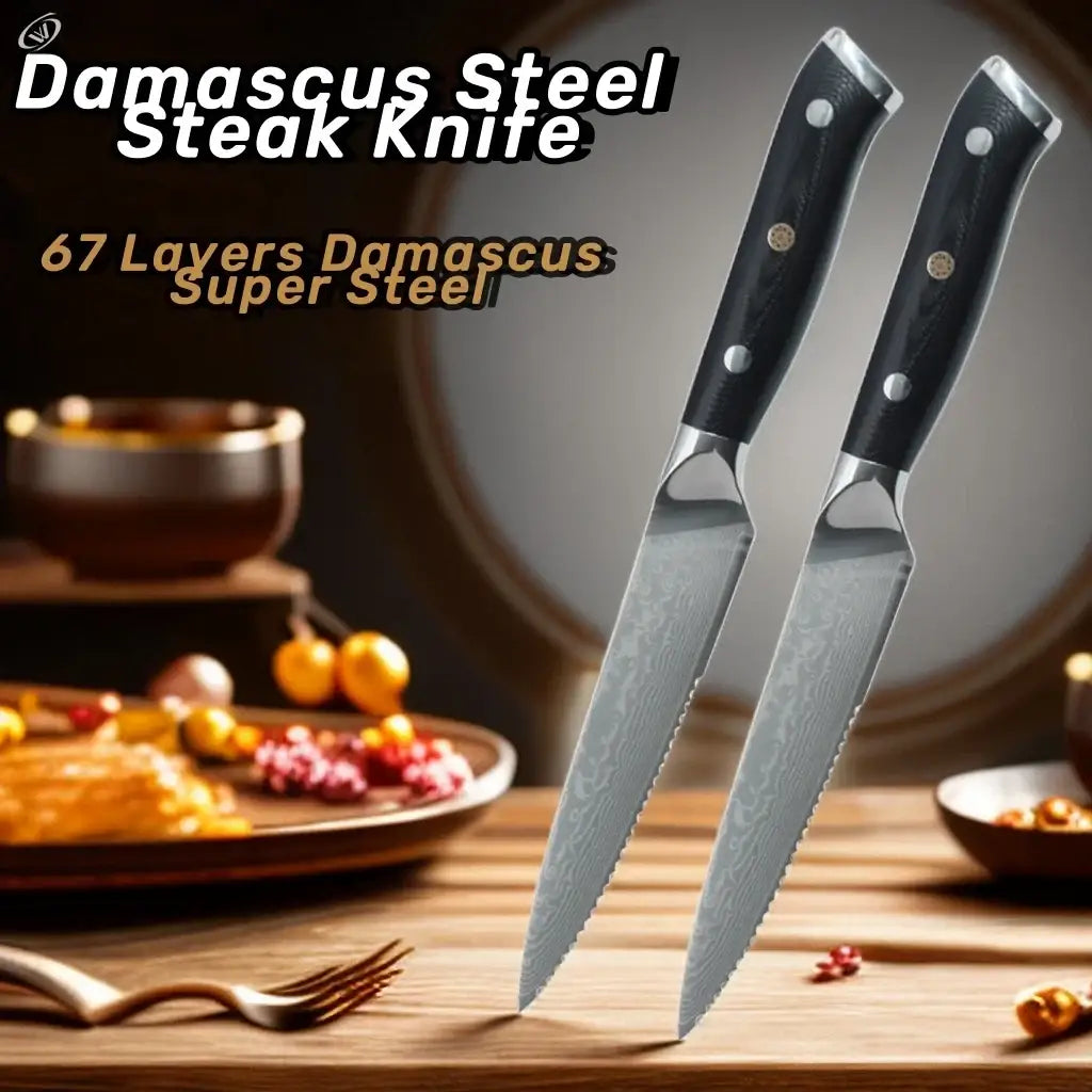 Damascus Stainless Steel Steak Knife Set Ultra-sharp