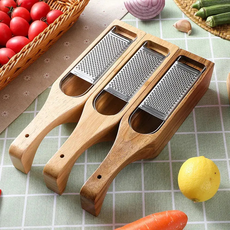 Cheese Grater with Wooden Handle &Container Cheese - cheese