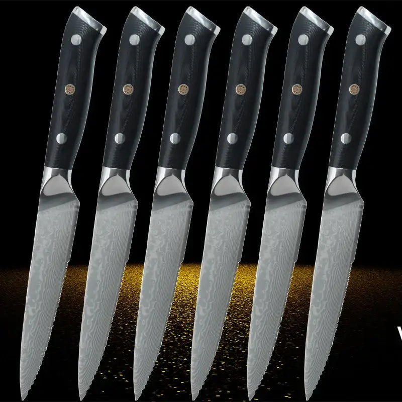 Damascus Stainless Steel Steak Knife Set Ultra-sharp