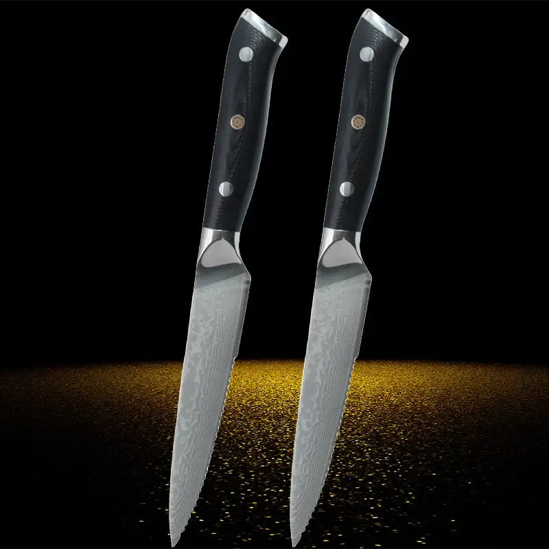 Damascus Stainless Steel Steak Knife Set Ultra-sharp