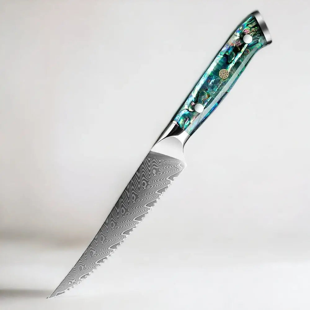 Damascus Steel Steak Knife Set (Abalone Series) - steak