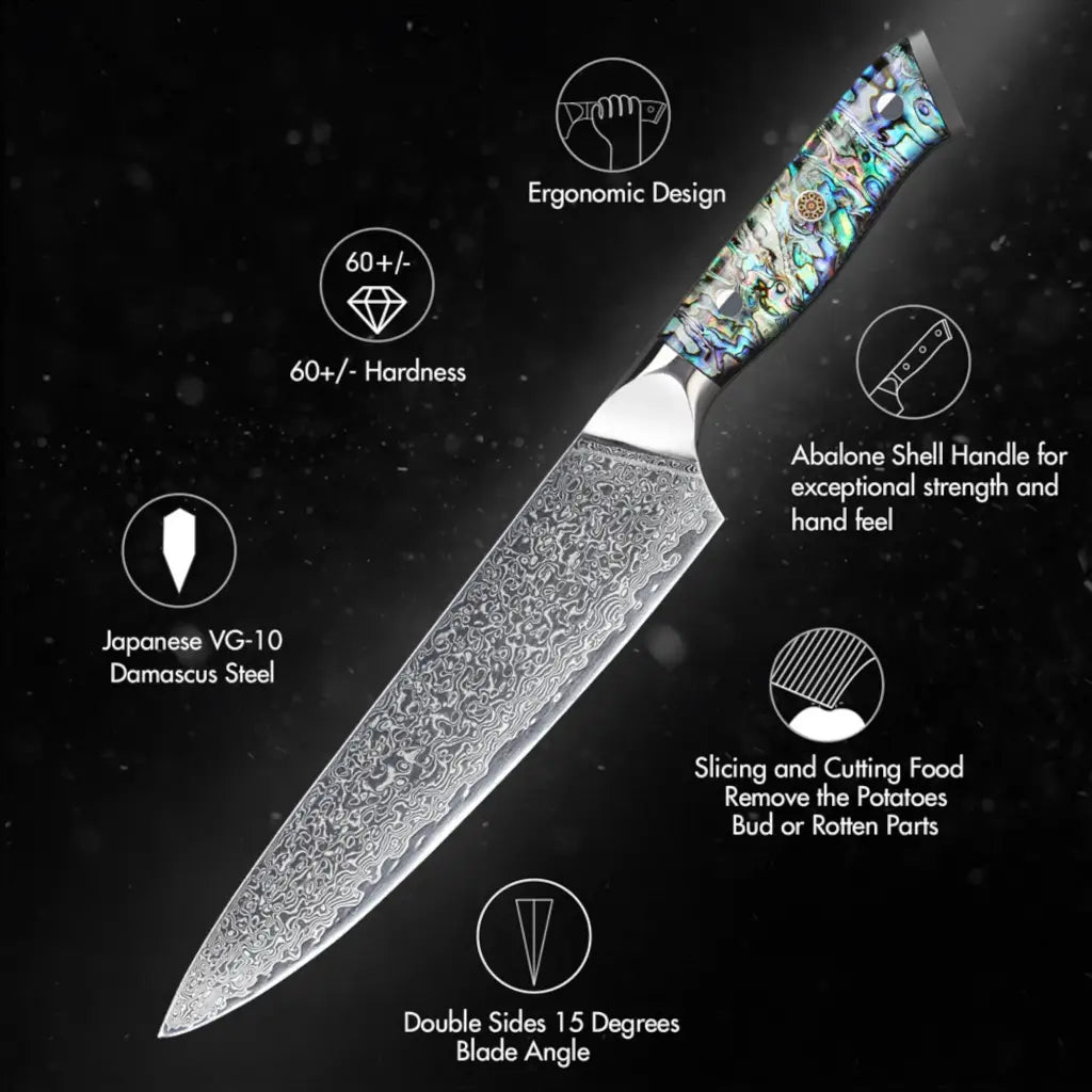 7.5 Inch Damascus Steel Chef Knife (Abalone Series) -