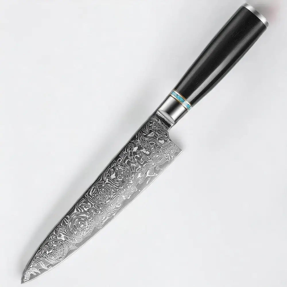 Ebony Handled Japanese Steel Knife Set - 7pcs Value Set -