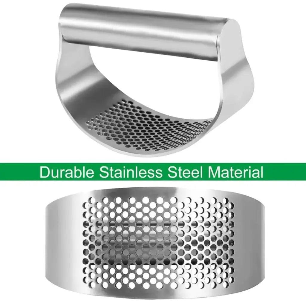 Stainless Steel Garlic Press - Garlic Crusher made of durable steel.