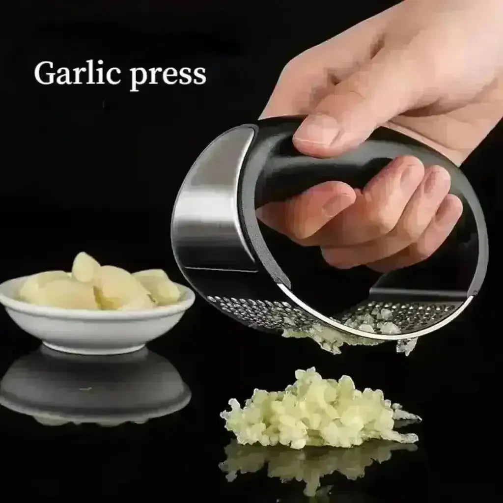 Stainless Steel Garlic Press - Garlic Crusher, black