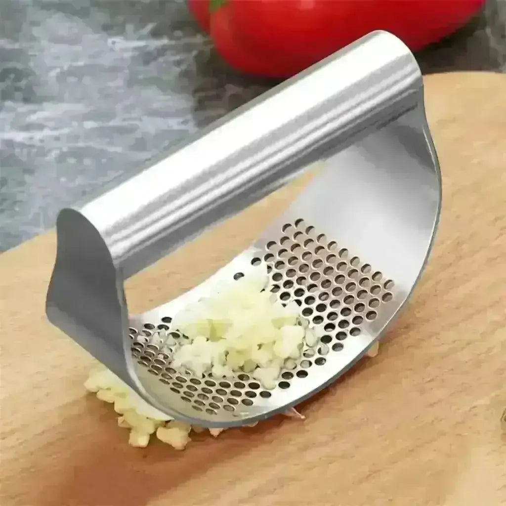 Stainless Steel Garlic Press - Silver - Garlic Crusher