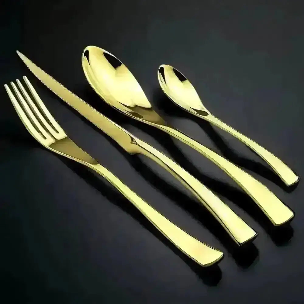 The European Flatware Set - 16-Piece Set / Gold - flatware