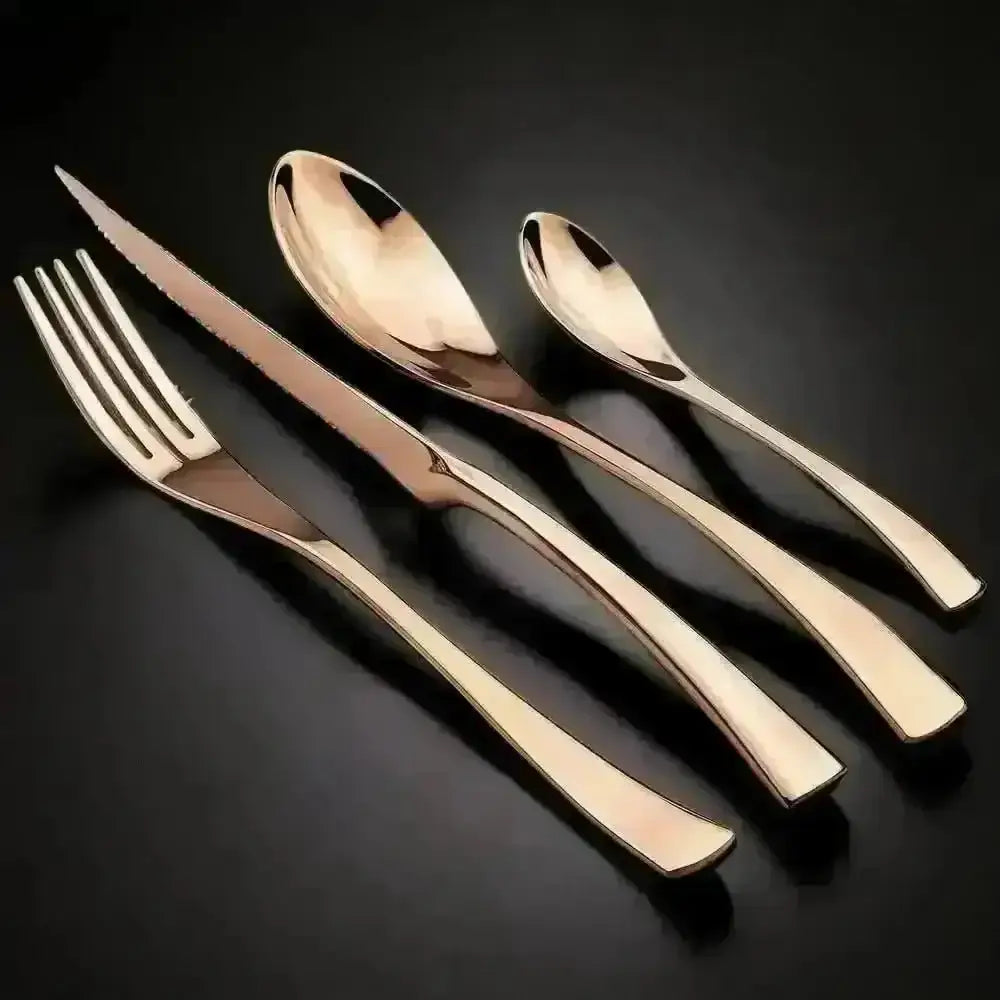 The European Flatware Set - 16-Piece Set / Rose Gold -