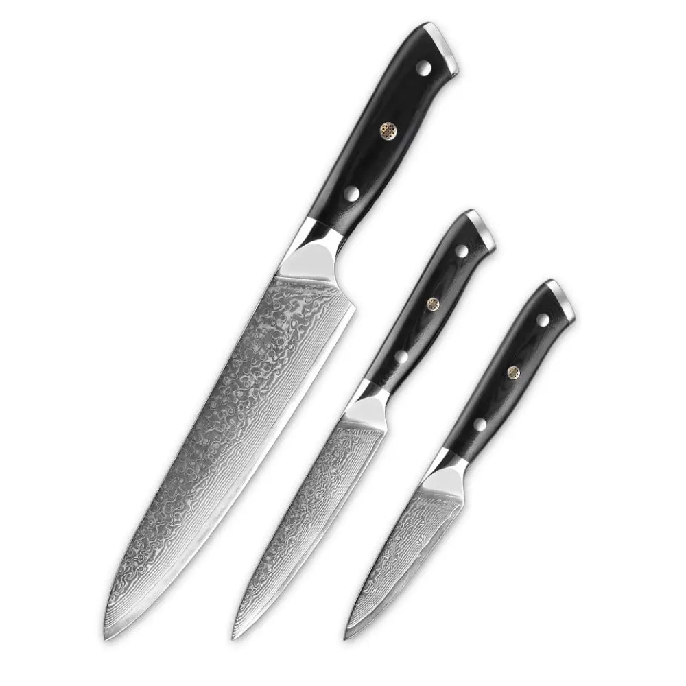 3 Piece Damascus Steel Knife Set (Executive Series) - 3