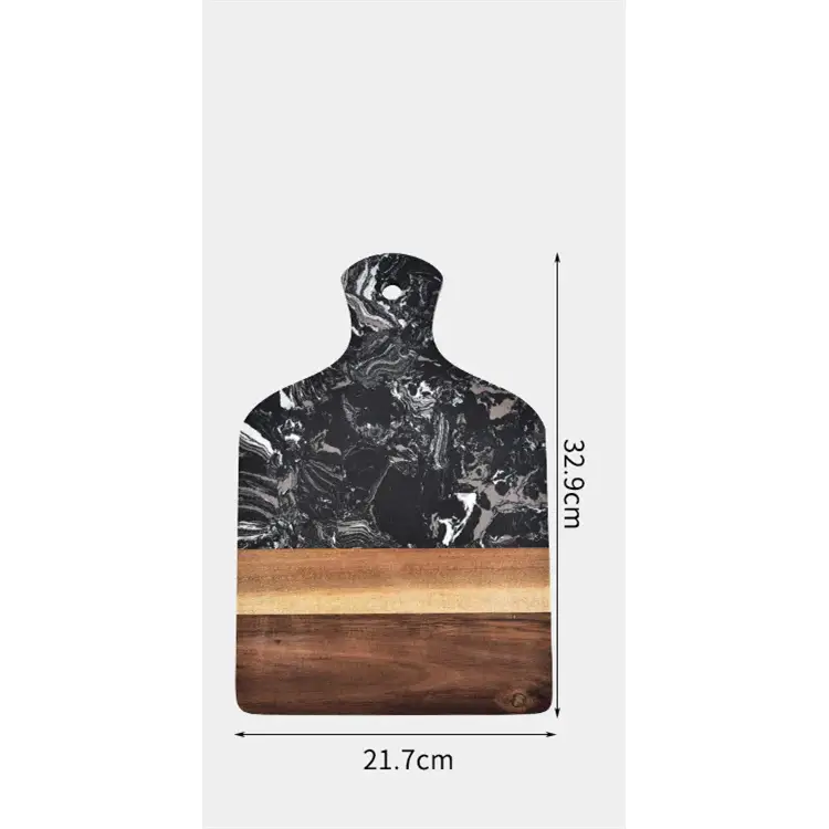 Marble and Acacia Wood Kitchen Chopping Board - Black