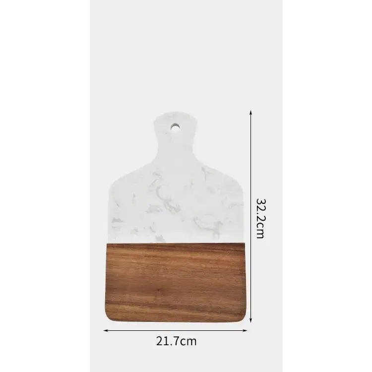 Marble and Acacia Wood Kitchen Chopping Board - White