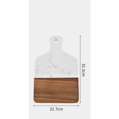 Marble and Acacia Wood Kitchen Chopping Board - White