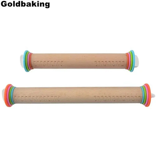 Adjustable Wood Rolling Pin with Removable Rings - Rolling